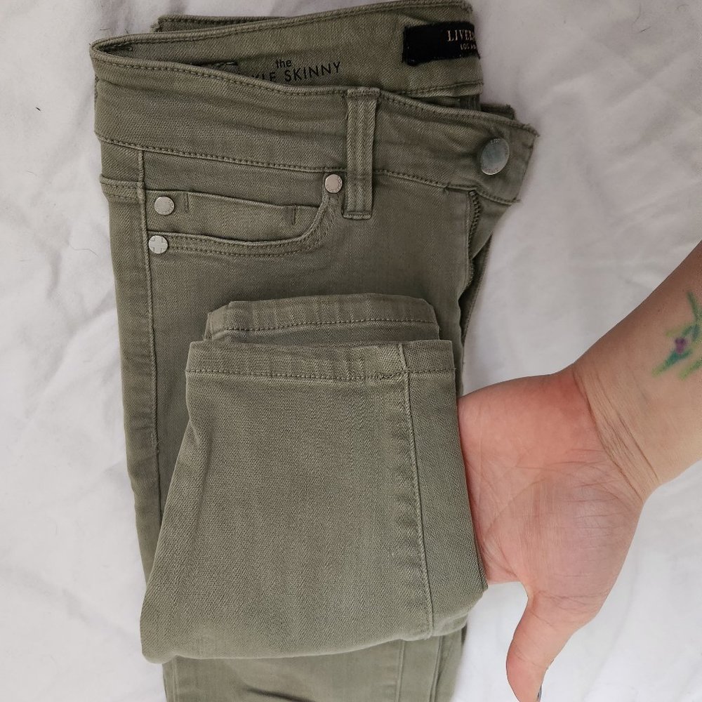 Army Green Ankle Skinny Jeans by Liverpool